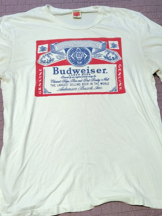Budweiser Other - HOMAGE Budweiser Beer Graphic T Shirt Mens XL Cream USA Made Vintage Label